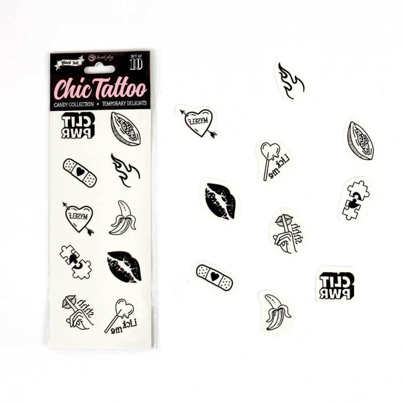 Candy collection - Tatouages temporaires pack de 10 Taille unique - Secret Play - Lingerie Femme Candy collection - Tatouages temporaires pack de 10 Taille unique - Secret Play - Lingerie Femme