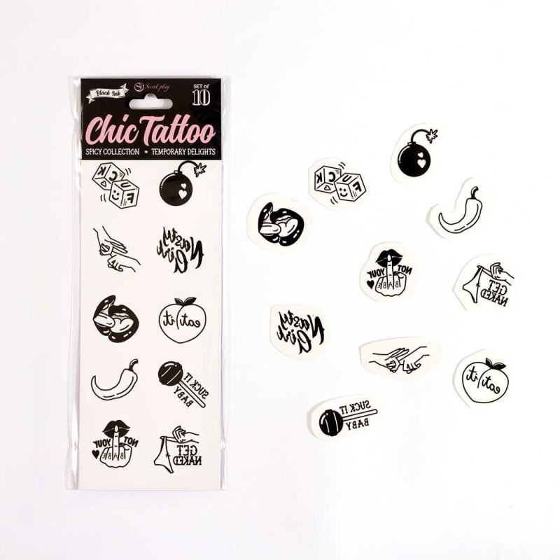 Spicy collection - Tatouages temporaires pack de 10 Taille unique - Secret Play - Lingerie Femme Spicy collection - Tatouages temporaires pack de 10 Taille unique - Secret Play - Lingerie Femme