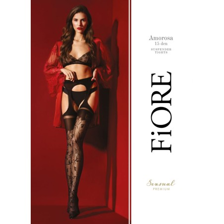 Amorosa Bas Jarretelles 30 DEN - Noir - Qualité premium T3 - Fiore - Lingerie Femme