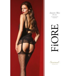 Amore Mio Bas jarretelles 20 DEN -  Noir - Qualité premium T3 - Fiore - Lingerie Femme