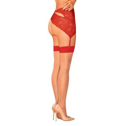 Bas jarretelles rouge S/M - Obsessive - Lingerie Femme