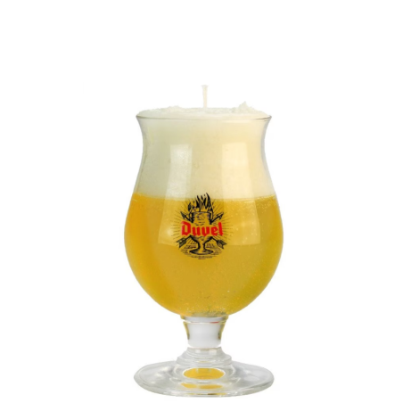 Bougie artisanale dans un verre à bière Duvel avec effet mousse Bougie artisanale dans un verre à bière Duvel avec effet mousse