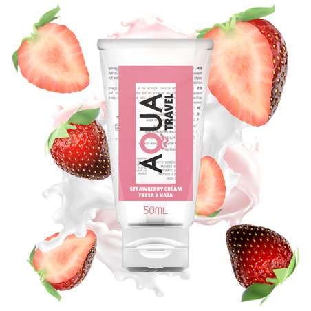 AQUA TRAVEL - LUBRIFIANT À BASE D''EAU SAVEUR CRÈME DE FRAISE - 50 ML AQUA TRAVEL - LUBRIFIANT À BASE D''EAU SAVEUR CRÈME DE FRAISE - 50 ML