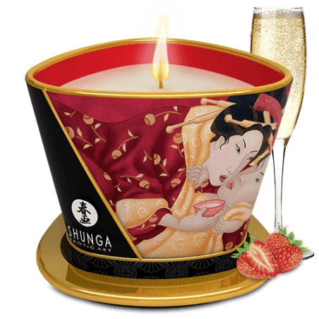 Bougie de massage lueur et caresses - Romance Vin pétillant é la fraise  - Shunga - Bougie Bougie de massage lueur et caresses - Romance Vin pétillant é la fraise  - Shunga - Bougie