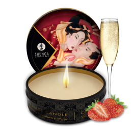 Mini bougie de massage - Vin pétillant é la fraise  - Shunga - Bougie