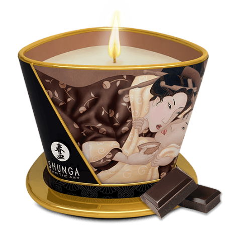 Bougie de massage lueur et caresses - Excitation Chocolat enivrant  - Shunga - Bougie
