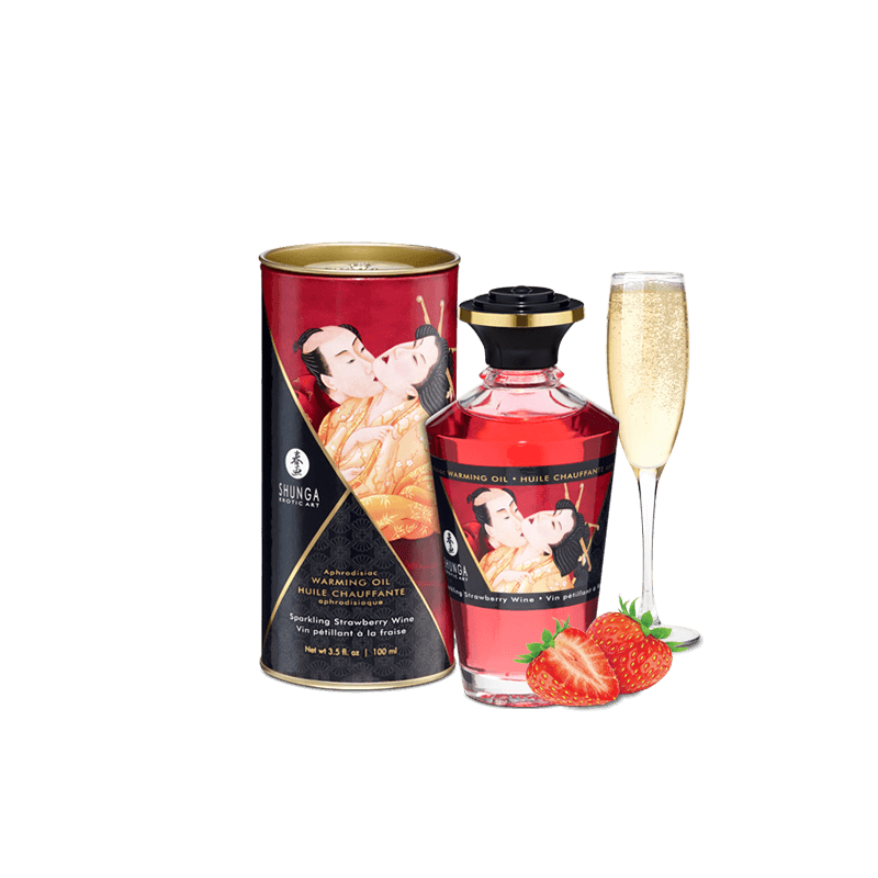 Huile chauffante aphrodisiaque - Vin pétillant é la fraise 100ml Taille unique - Shunga - Pour les massages Huile chauffante aphrodisiaque - Vin pétillant é la fraise 100ml Taille unique - Shunga - Pour les massages