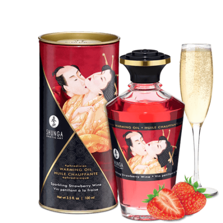 Huile chauffante aphrodisiaque - Vin pétillant é la fraise 100ml Taille unique - Shunga - Pour les massages Huile chauffante aphrodisiaque - Vin pétillant é la fraise 100ml Taille unique - Shunga - Pour les massages