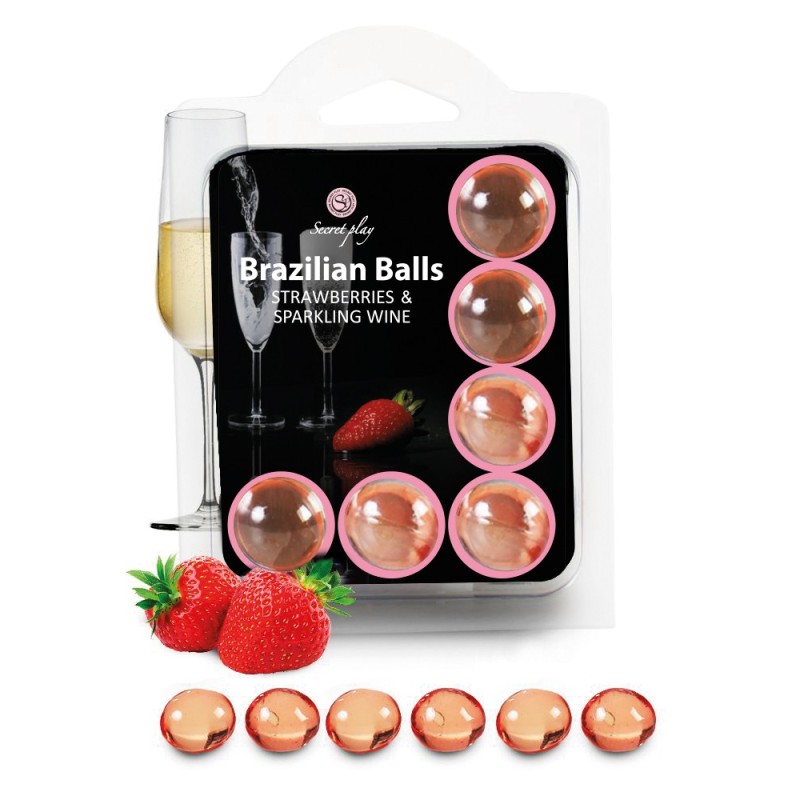 6 Brazilian Balls "Fraise et Champagne" 3386-2 Taille unique - Brazilian Balls - Pour les massages 6 Brazilian Balls "Fraise et Champagne" 3386-2 Taille unique - Brazilian Balls - Pour les massages