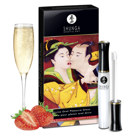 Gloss Plaisir Oral divin - Vin pétillant et fraise Taille unique - Shunga - Lubrifiants Gloss Plaisir Oral divin - Vin pétillant et fraise Taille unique - Shunga - Lubrifiants