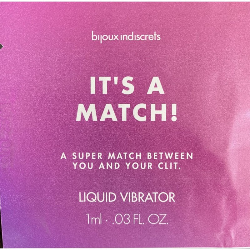 Liquide vibrator dosette - IT'S A MATCH - Clitherapy - 1ml - Bijoux Indiscrets - Lubrifiants Liquide vibrator dosette - IT'S A MATCH - Clitherapy - 1ml - Bijoux Indiscrets - Lubrifiants