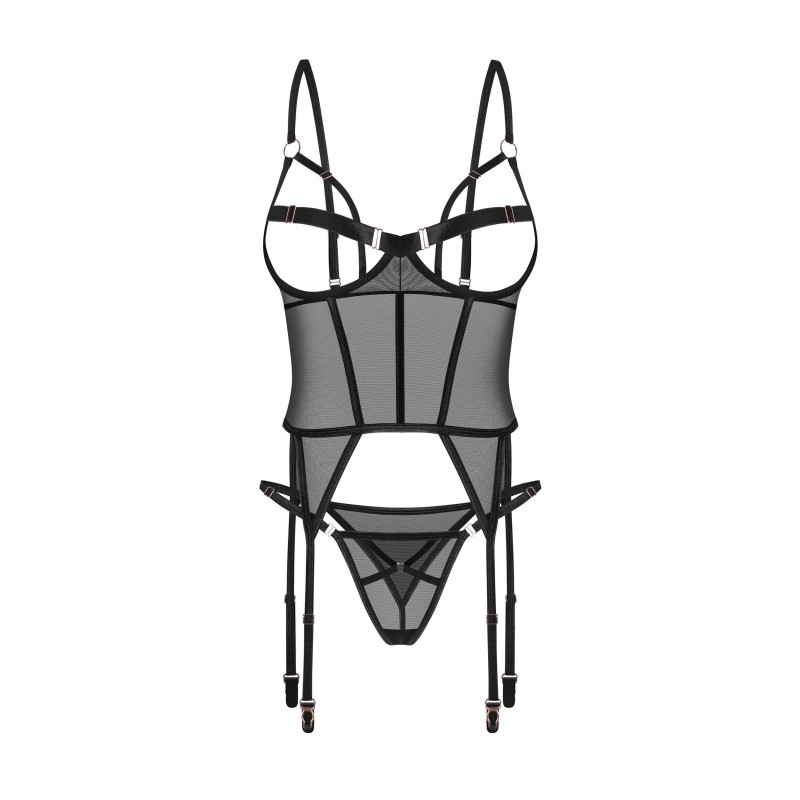 Euridia corset et string - Noirs M/L - Obsessive Freedom - Lingerie Femme