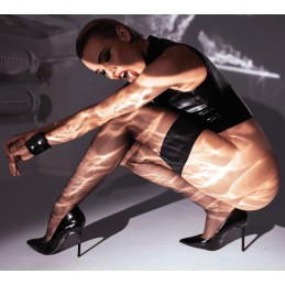 Glam Top wetlook avec corset en vinyle XXL