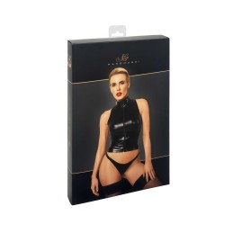 Glam Top wetlook avec corset en vinyle XXL