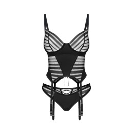Lune Bellis corset et string - Noirs XL/XXL - Obsessive Exquisite - Lingerie Femme