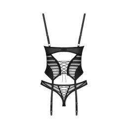 Lune Bellis corset et string - Noirs XL/XXL - Obsessive Exquisite - Lingerie Femme