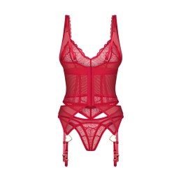 Cupide Desir corset et string - Rouge L/XL