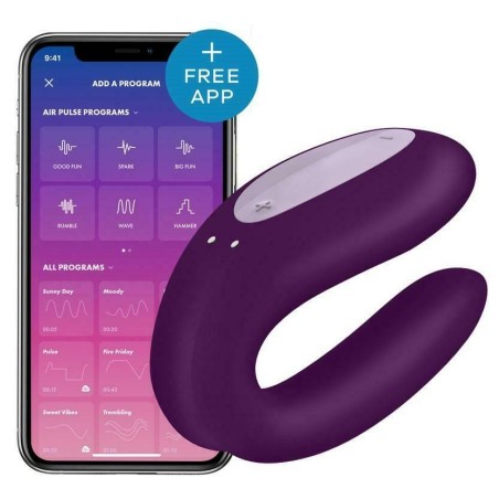 Stimulateur connecté pour couple Satisfyer Double Joy - Violet  - Satisfyer - Vibrateurs Stimulateur connecté pour couple Satisfyer Double Joy - Violet  - Satisfyer - Vibrateurs