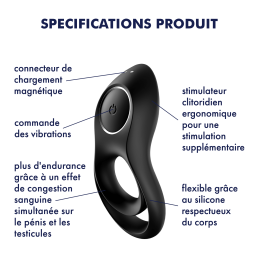 Cockring  Satisfyer Legendary Duo - Noir Cockring  Satisfyer Legendary Duo - Noir