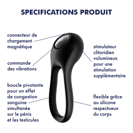 Cockring  Satisfyer Majestic Duo - Noir Taille unique Cockring  Satisfyer Majestic Duo - Noir Taille unique