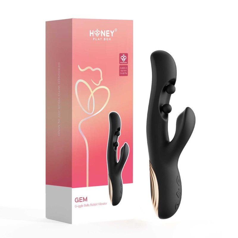 Gem vibromasseur rabbit avec capteurs de pression et application Noir  - Honey Play box - Vibrateurs