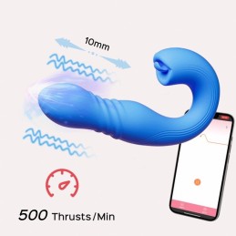 JOI THRUST bleu - Vibromasseur point G - léche-clitoris - va et vient contrélé par application  - Honey Play box - Vibrateurs
