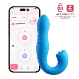 JOI THRUST 2 Bleu - Vibromasseur point G - léche-clitoris - va et vient contrélé par application  - Honey Play box - Vibrateurs