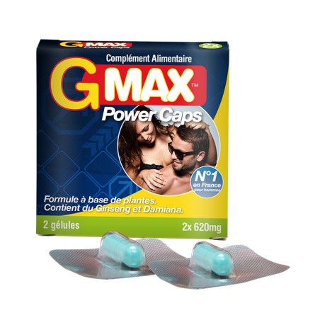 Gmax Power Caps Homme - 2 gélules Taille unique - Gmax - Stimulants Gmax Power Caps Homme - 2 gélules Taille unique - Gmax - Stimulants