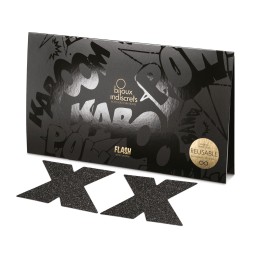 Flash - Cache-tétons Croix - Noir  - Bijoux Indiscrets - Lingerie Femme