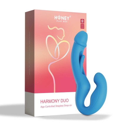 Harmony Duo Strap on vibrant avec tapotage - Bleu  - Honey Play box - Harnais