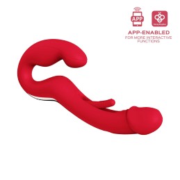 Harmony Duo Strap on vibrant avec tapotage - Rouge Harmony Duo Strap on vibrant avec tapotage - Rouge