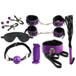 Secret Bondage : Ensemble BDSM 8 pcs 6197 - Noir et Violet Taille unique - Secret Play - BDSM