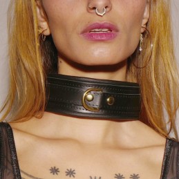 Collier en cuir molletonné et attaches Gold  - The Sinners - BDSM