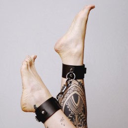 Chevilléres en cuir Collection Anneaux Noir  - The Sinners - BDSM