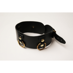 Collier en cuir Collection Anneaux NOIR & GOLD Collier en cuir Collection Anneaux NOIR & GOLD