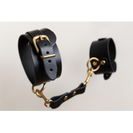Menottes en cuir Collection Anneaux NOIR & GOLD Menottes en cuir Collection Anneaux NOIR & GOLD