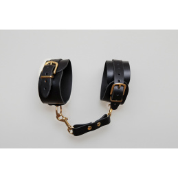 Menottes en cuir Collection Anneaux NOIR & GOLD Menottes en cuir Collection Anneaux NOIR & GOLD