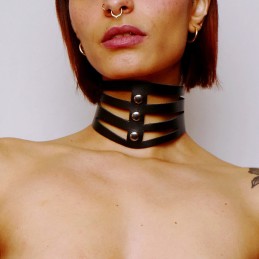 Collier découpé en cuir Noir  - The Sinners - BDSM