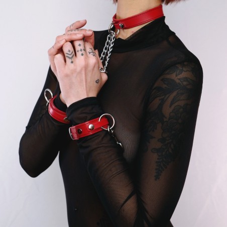 Collier + menottes Rouge  - The Sinners - BDSM