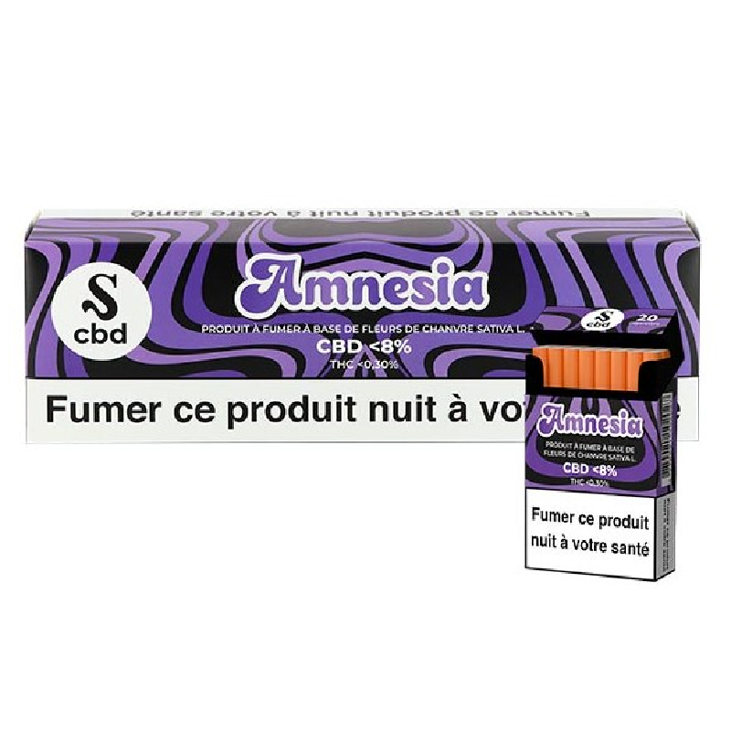 Paquet 20 cigarettes CBD Amnesia - Fleurs de chanvre Sativa L Paquet 20 cigarettes CBD Amnesia - Fleurs de chanvre Sativa L