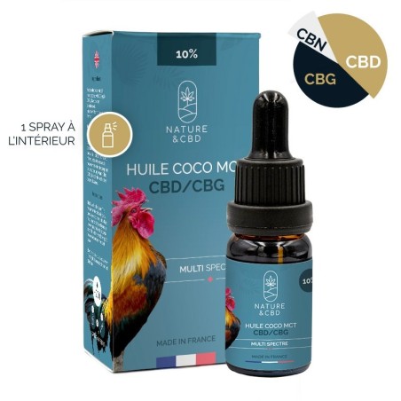 Huile CBD/CBG Coco MCT 10% - Large spectre sans THC