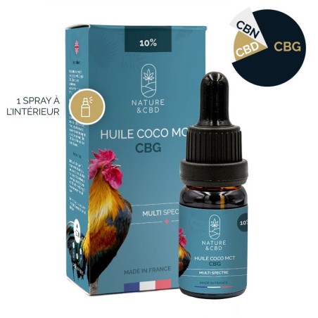 Huile CBG Coco MCT 10% - Large spectre CBG, CBD, CBN