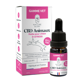 Huile CBD D-Stress 10% pour chiens - Anti-stress naturel