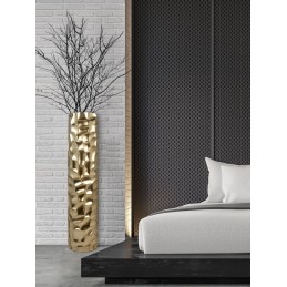 Vase colonne mosaïque doré, porte-fleurs décoratif en fibre de verre