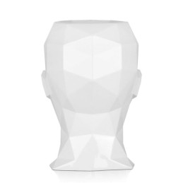 Porte-fleurs vase tête de femme à facettes blanc en fibre de verre laquée Porte-fleurs vase tête de femme à facettes blanc en fibre de verre laquée