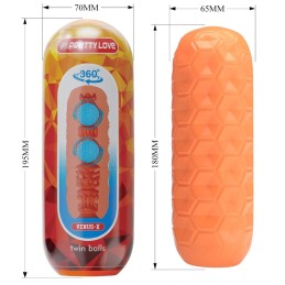 PRETTY LOVE - MASTURBATEUR POUR HOMME À DEUX BOULES ORANGE PRETTY LOVE - MASTURBATEUR POUR HOMME À DEUX BOULES ORANGE